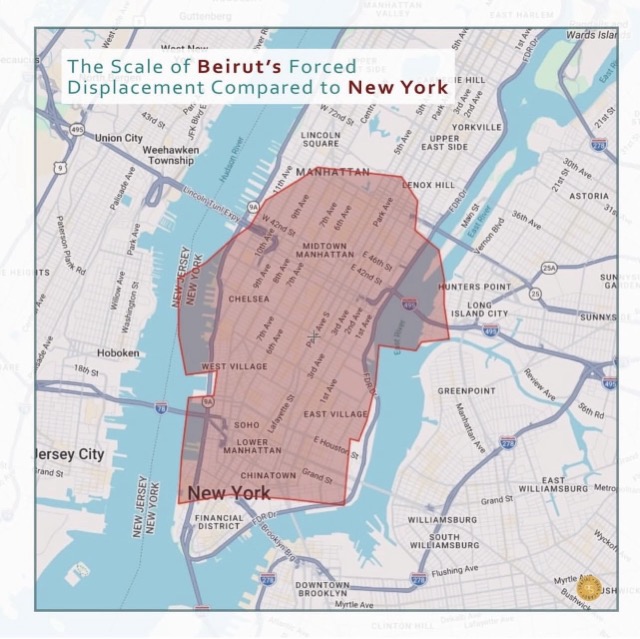 Scale of Beirut compared to New York City